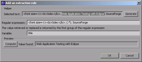 Extraction rule dialog